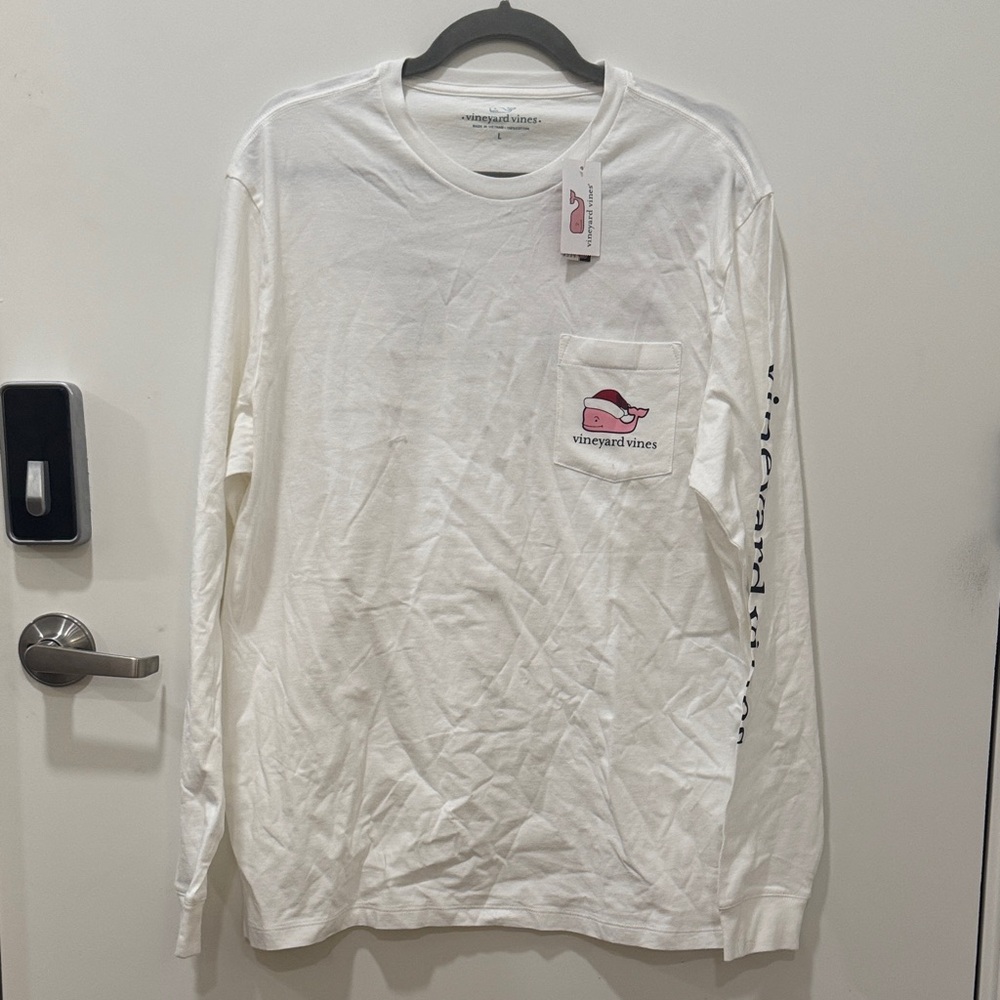 Vineyard Vines Classic Christmas White Long Sleeve Tee